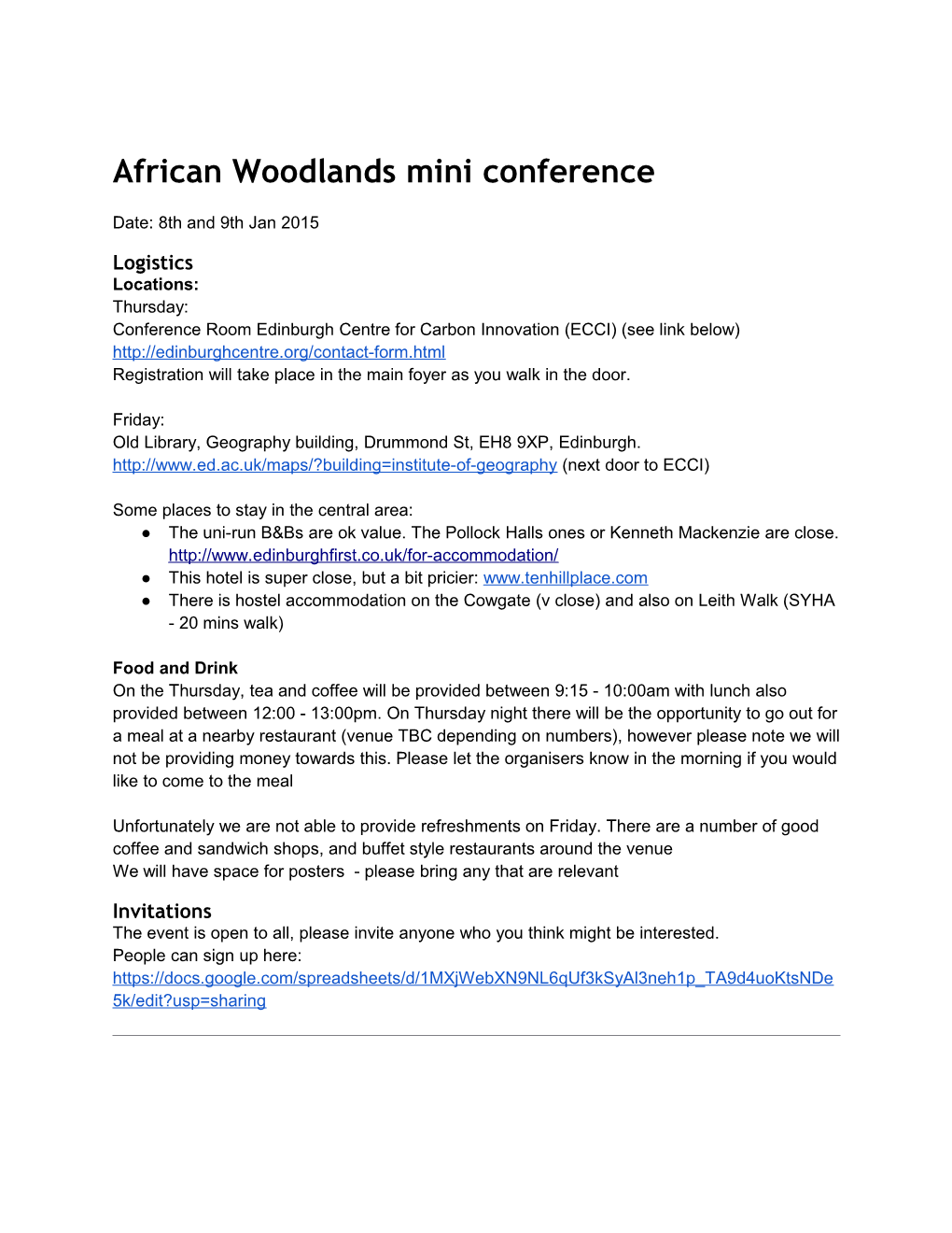 African Woodlands Mini Conference