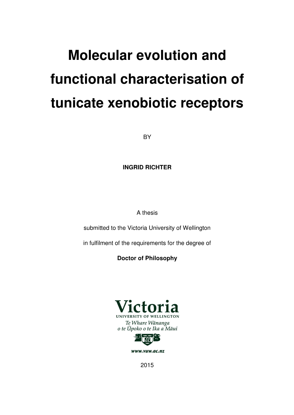 Molecular Evolution and Functional Characterisation of Tunicate Xenobiotic Receptors