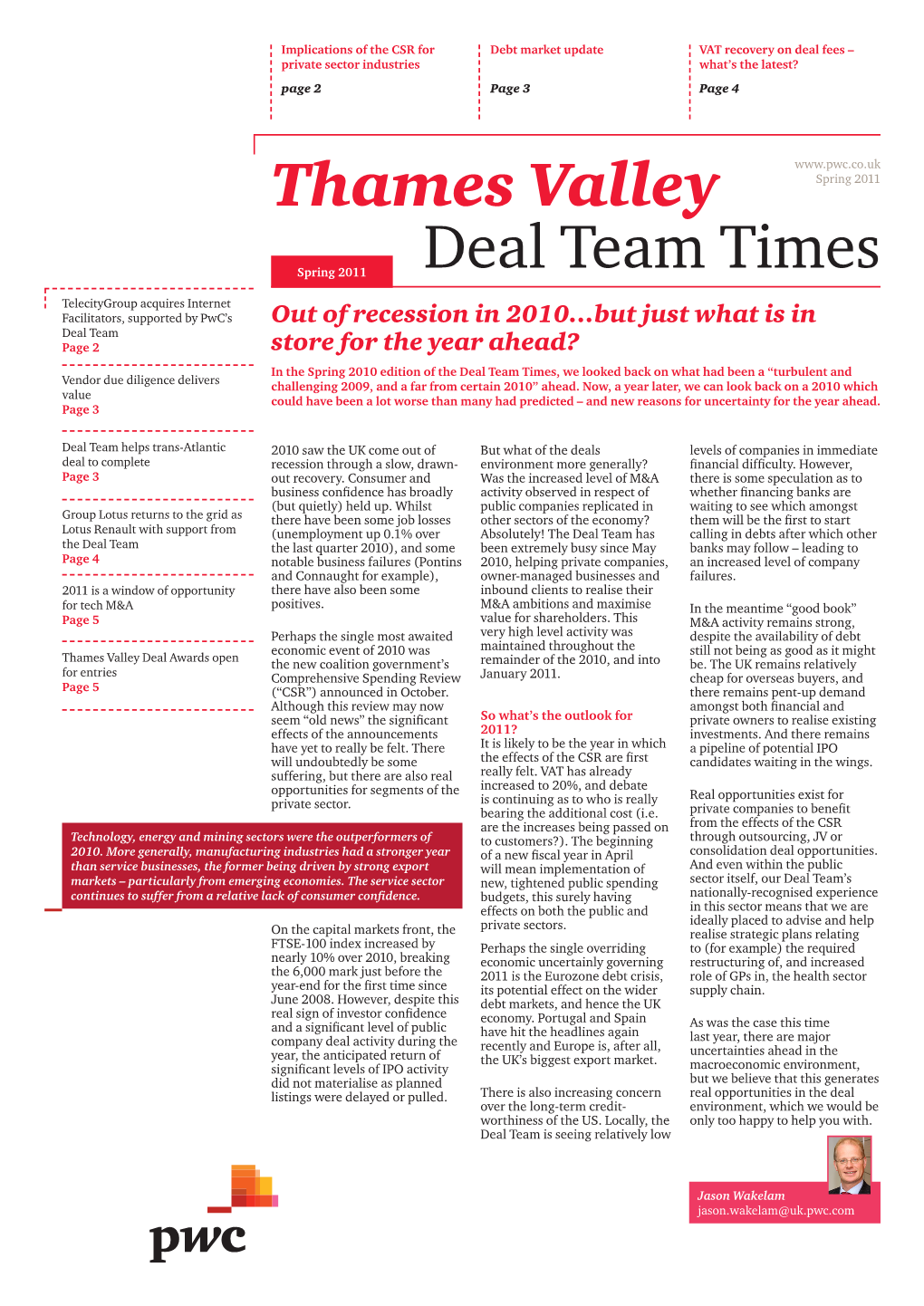 Thames Valley Deal Team Times • Spring 2011