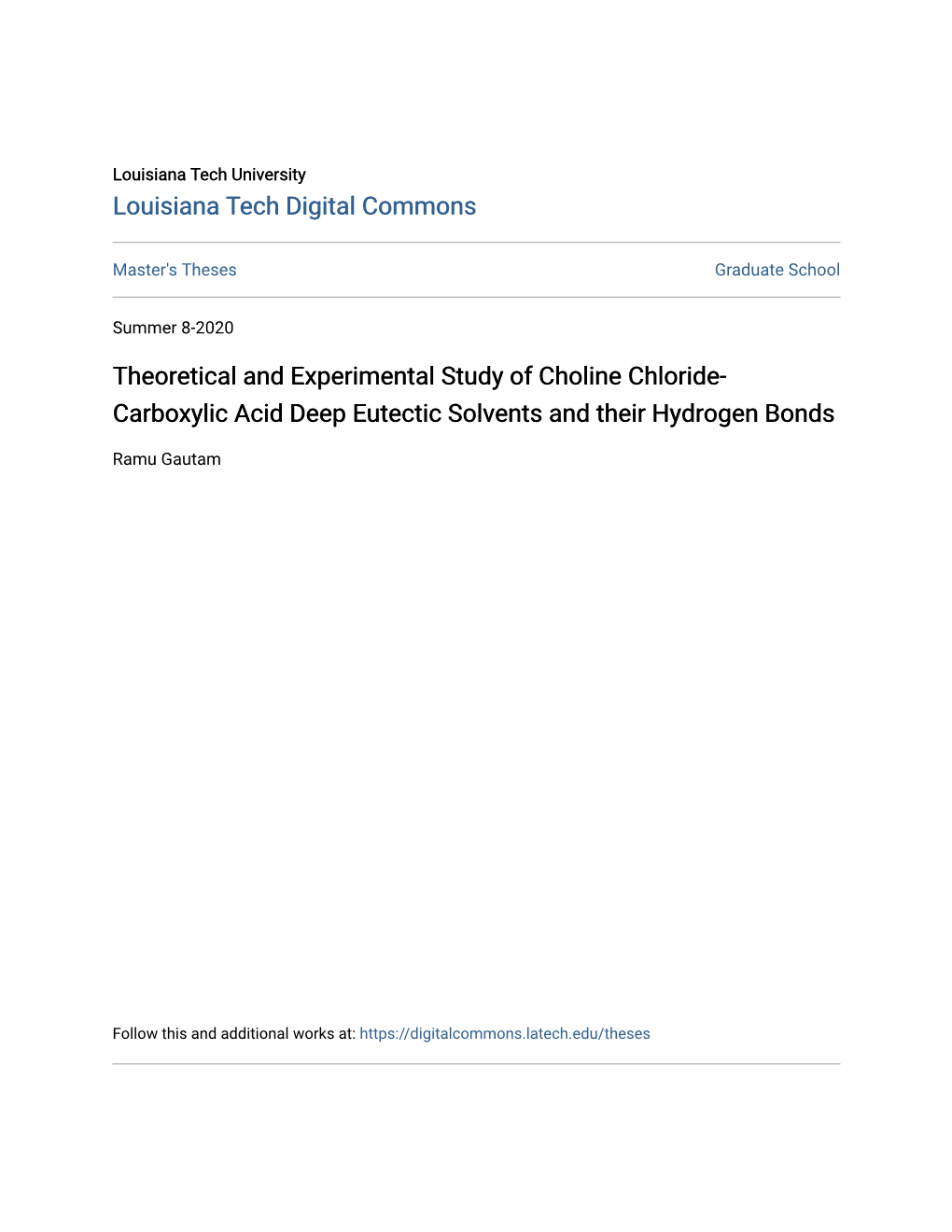 Theoretical and Experimental Study of Choline Chloride-Carboxylic Acid