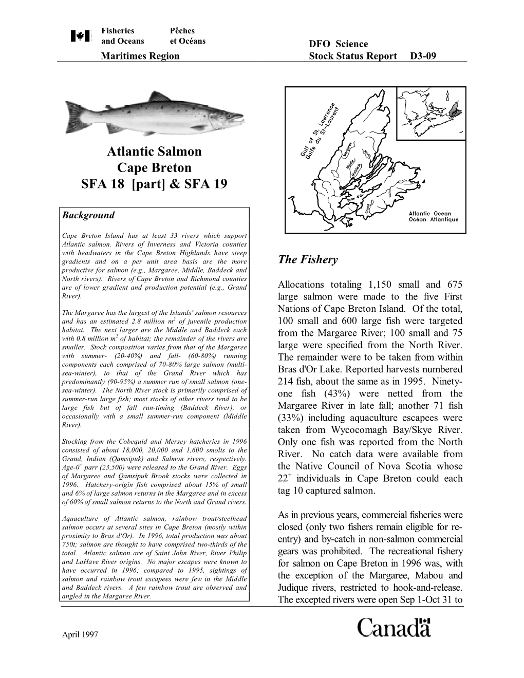 Atlantic Salmon Cape Breton SFA 18 [Part] & SFA 19