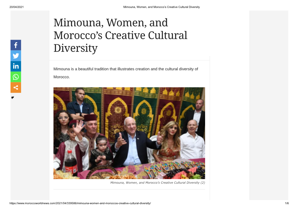 Mimouna, Women, and Morocco's Creative Cultural Diversity