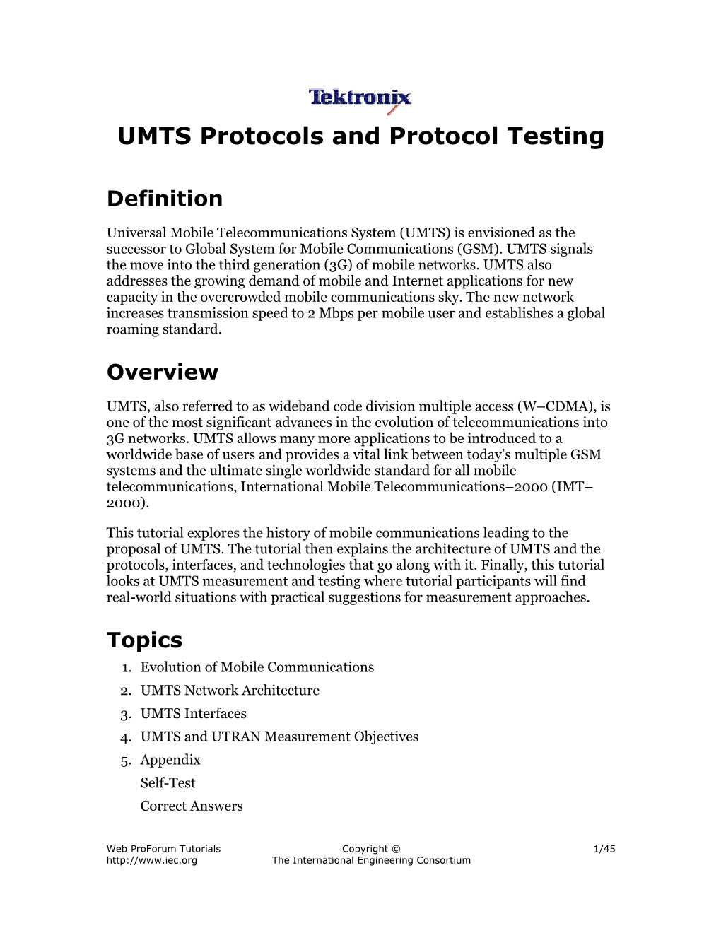 UMTS Protocols and Protocol Testing