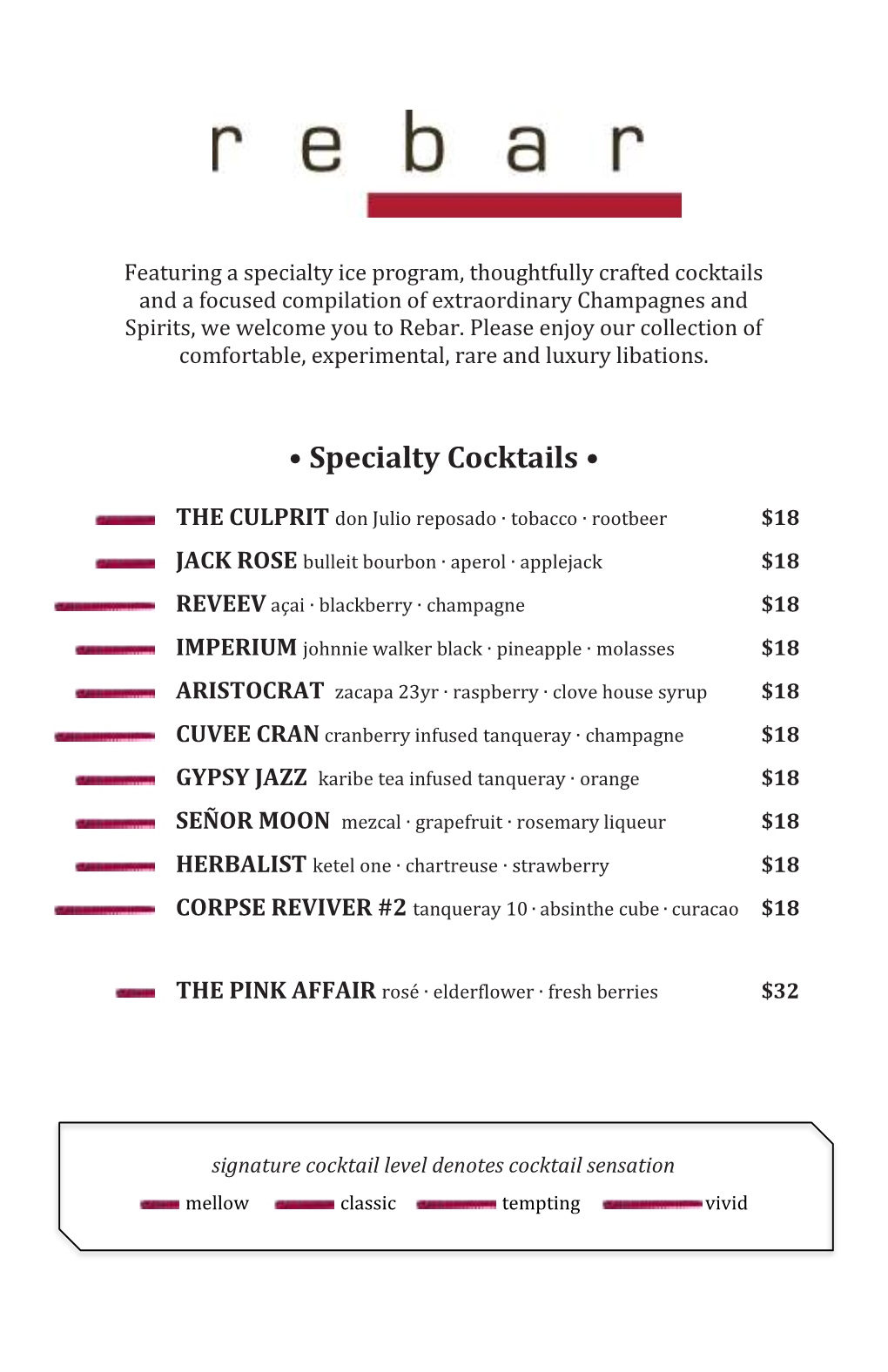 • Specialty Cocktails •