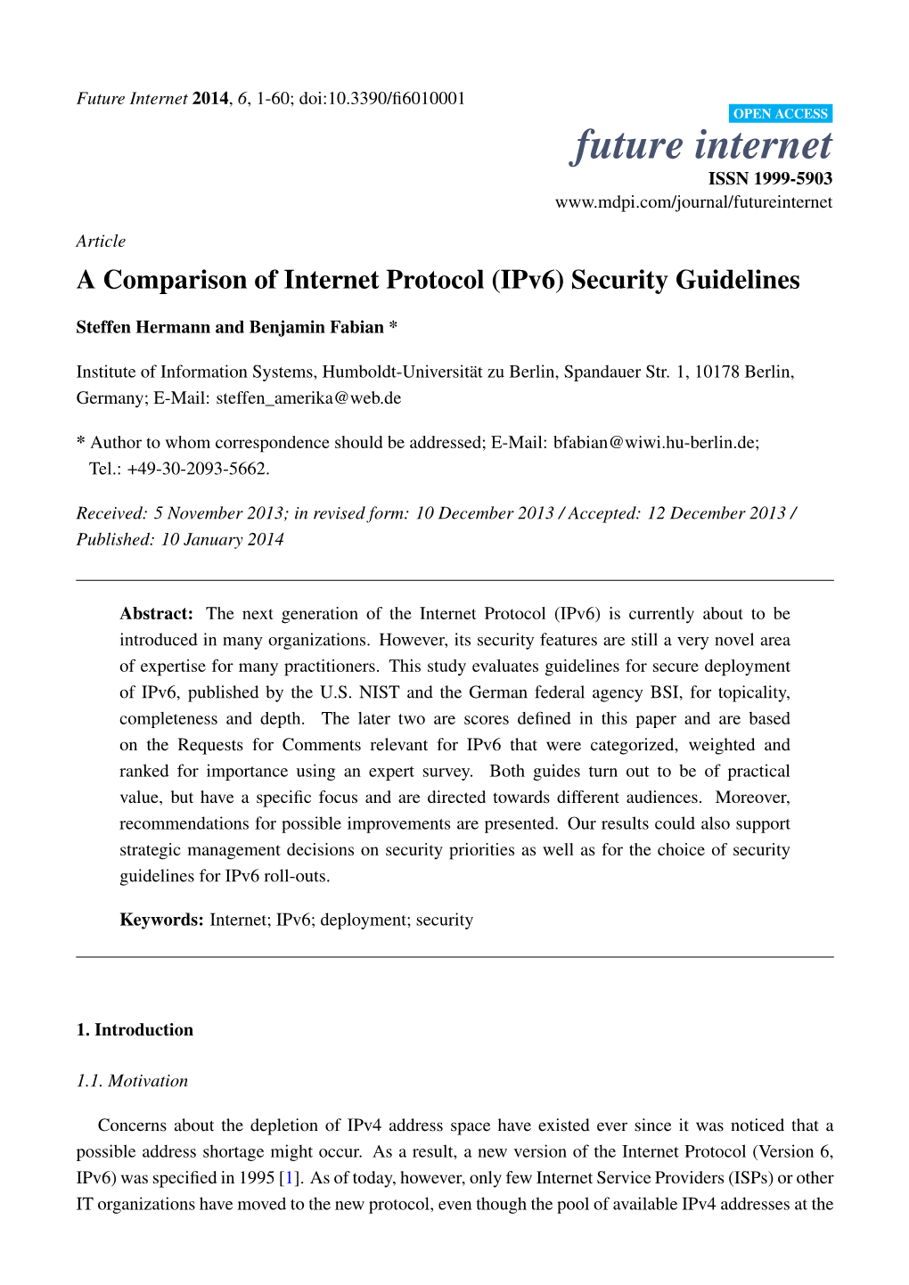 Ipv6) Security Guidelines