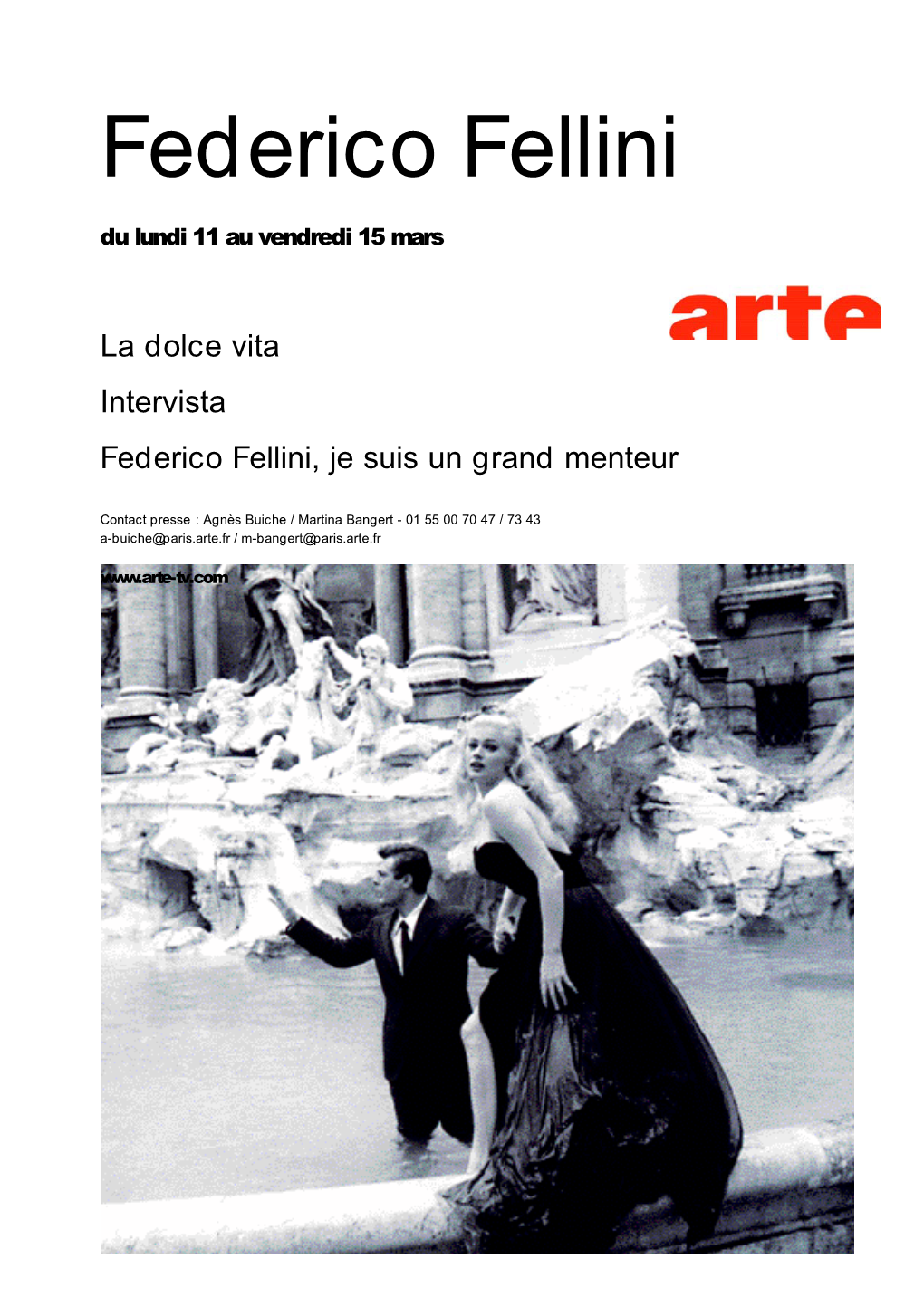 Federico Fellini Du Lundi 11 Au Vendredi 15 Mars