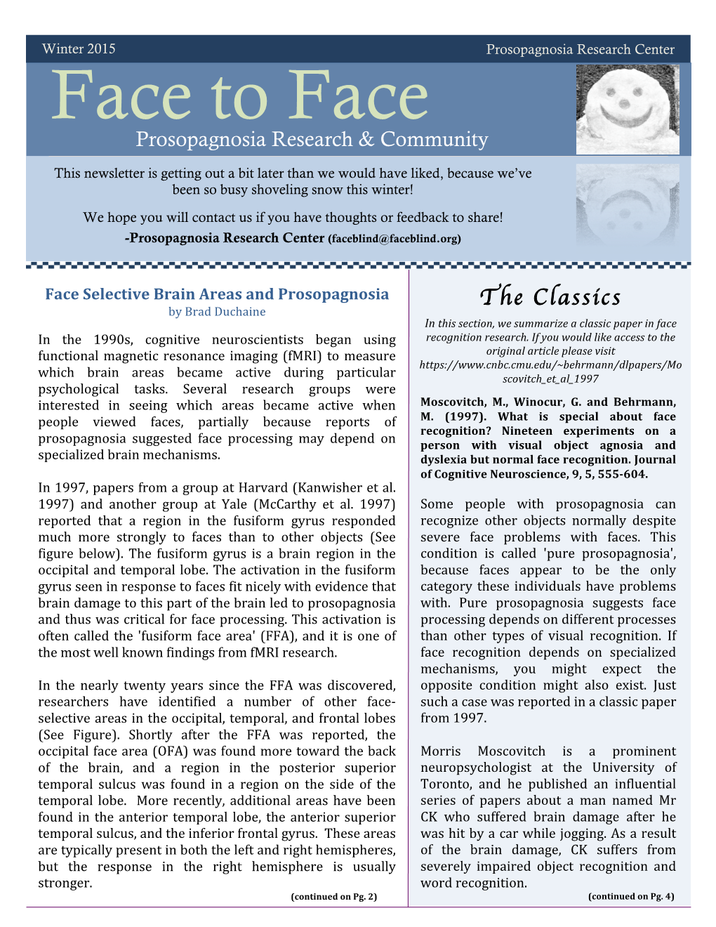 Face to Face Newsletter