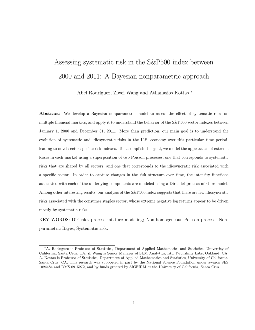 Assessing Systematic Risk in the S&P500 Index Between 2000 And