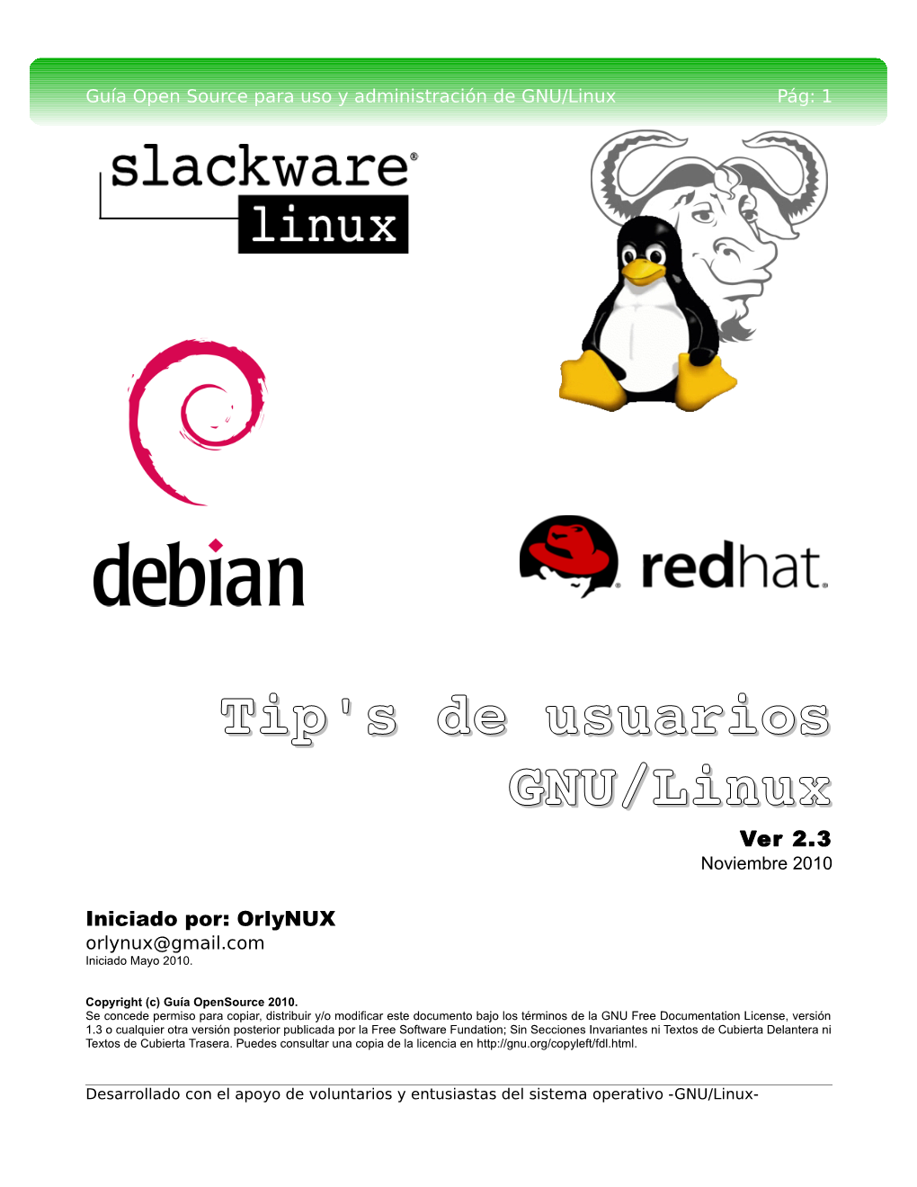 Tip's De Usuarios GNU/Linux GNU/Linux Ver 2.3 Noviembre 2010