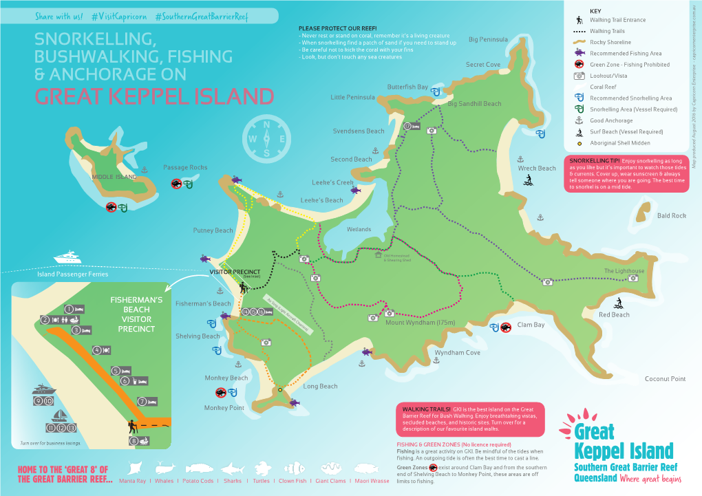 GREAT KEPPEL ISLAND Big Sandhill Beach Snorkelling Area (Vessel Required) Good Anchorage 17 Svendsens Beach Surf Beach (Vessel Required) Aboriginal Shell Midden