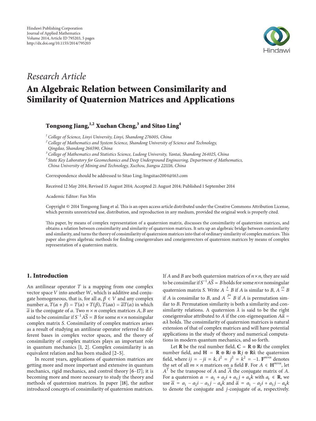 An Algebraic Relation Between Consimilarity and Similarity of Quaternion Matrices and Applications