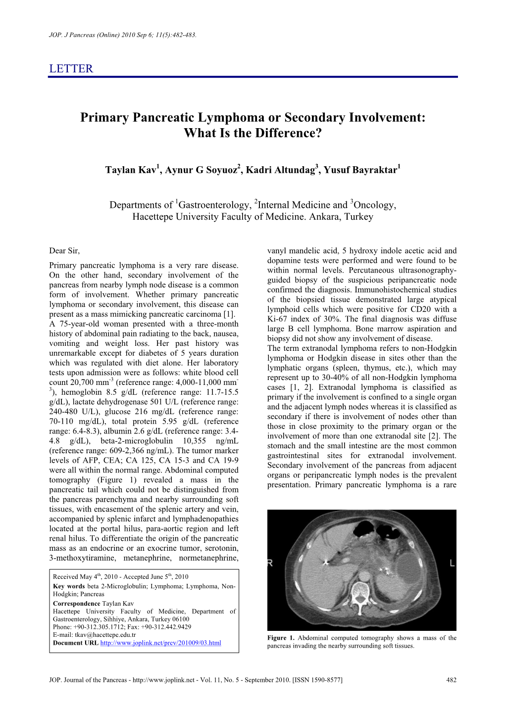 Primary Pancreatic Lymphoma Or Secondary Involvement: What Is the Difference?