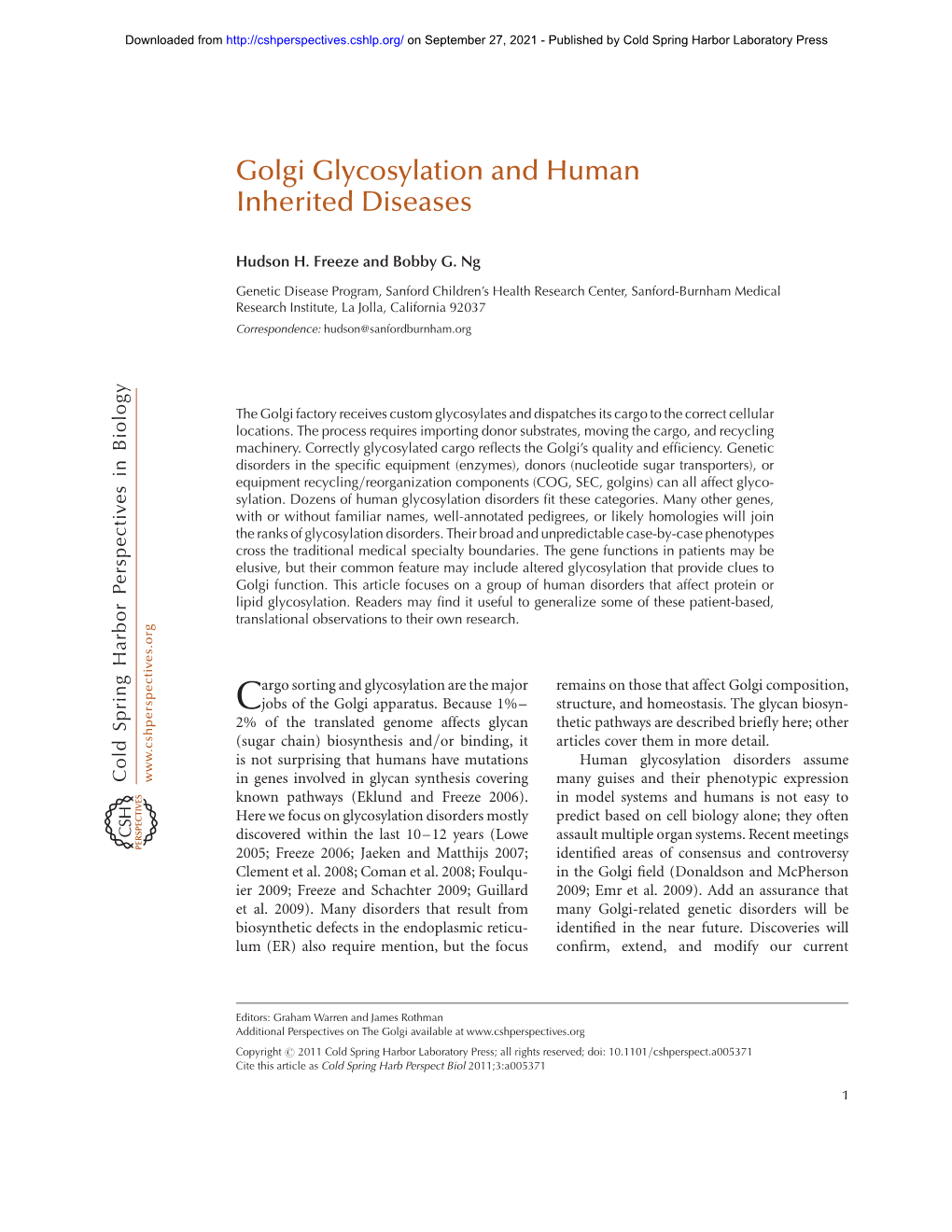 Golgi Glycosylation and Human Inherited Diseases