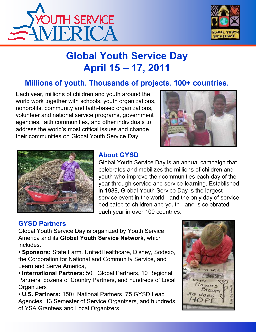 Global Youth Service Day One-Pager