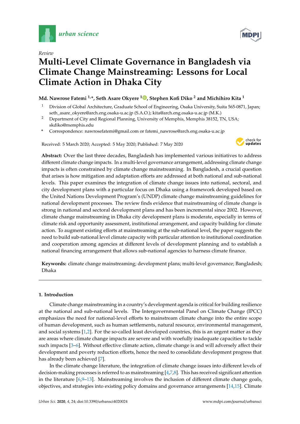 Lessons for Local Climate Action in Dhaka City