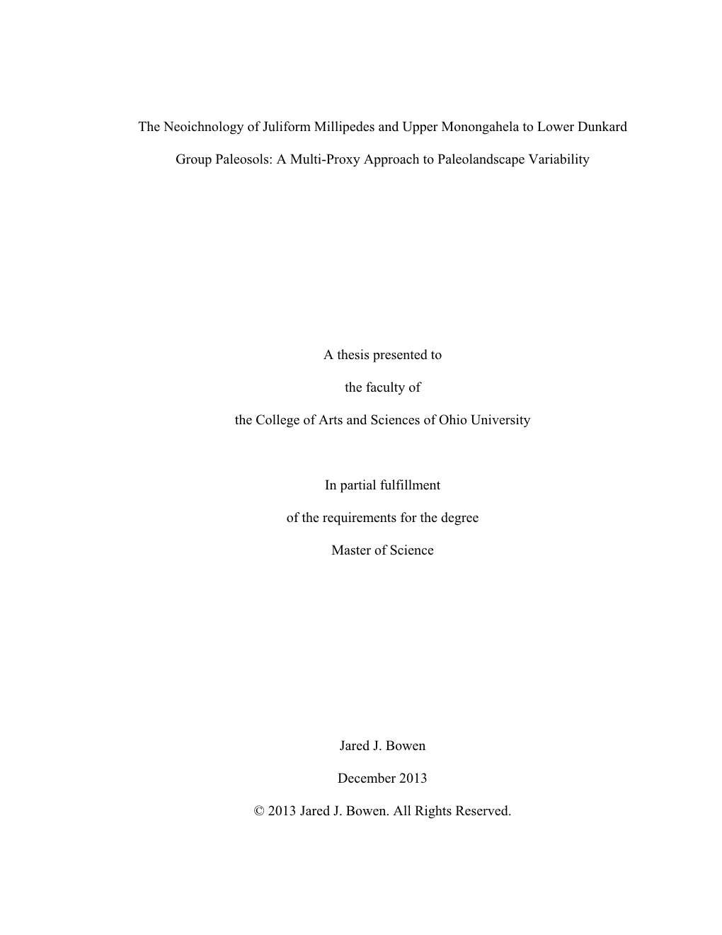 The Neoichnology of Juliform Millipedes and Upper Monongahela to Lower Dunkard