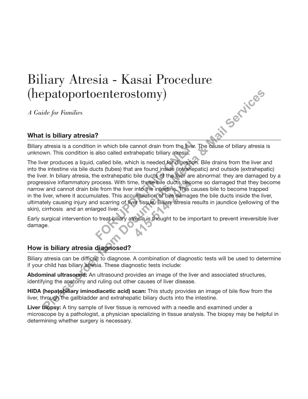 Biliary Atresia - Kasai Procedure (Hepatoportoenterostomy)