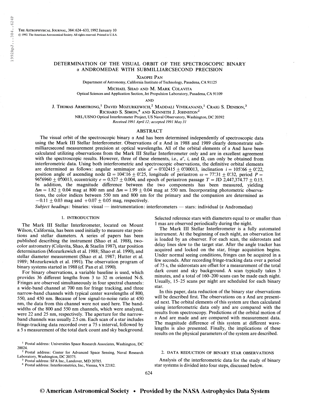 1992Apj. . .384. .624P the Astrophysical Journal, 384:624-633