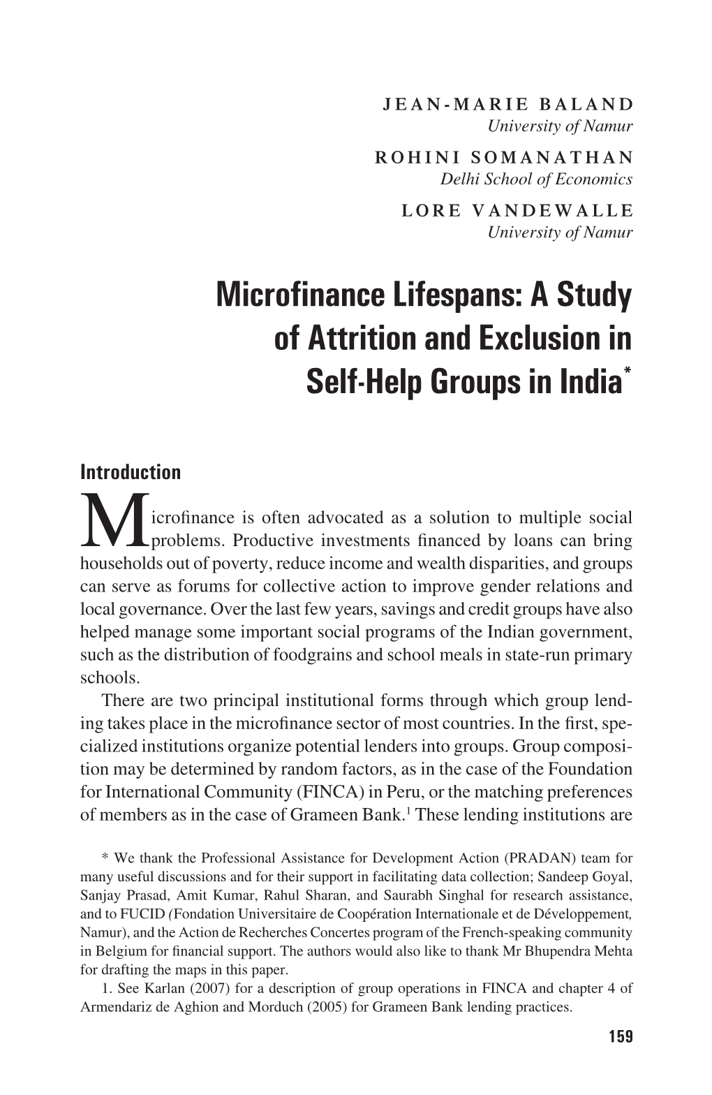 Microfinance Lifespans: a Study of Attrition and Exclusion in Self-Help Groups in India*