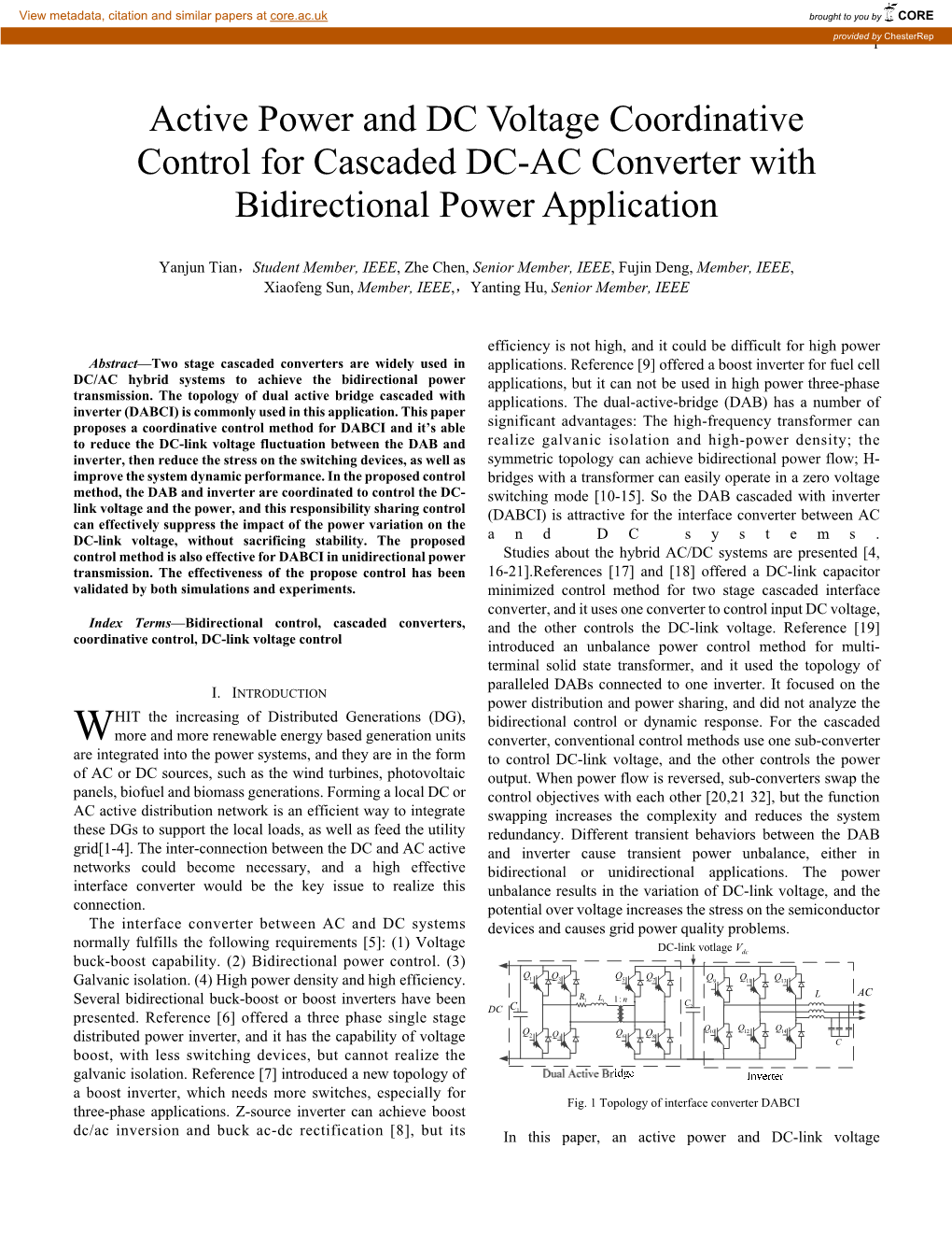 Active Power and DC Voltage Coordinative Control for Cascaded DC-AC Converter with Bidirectional Power Application