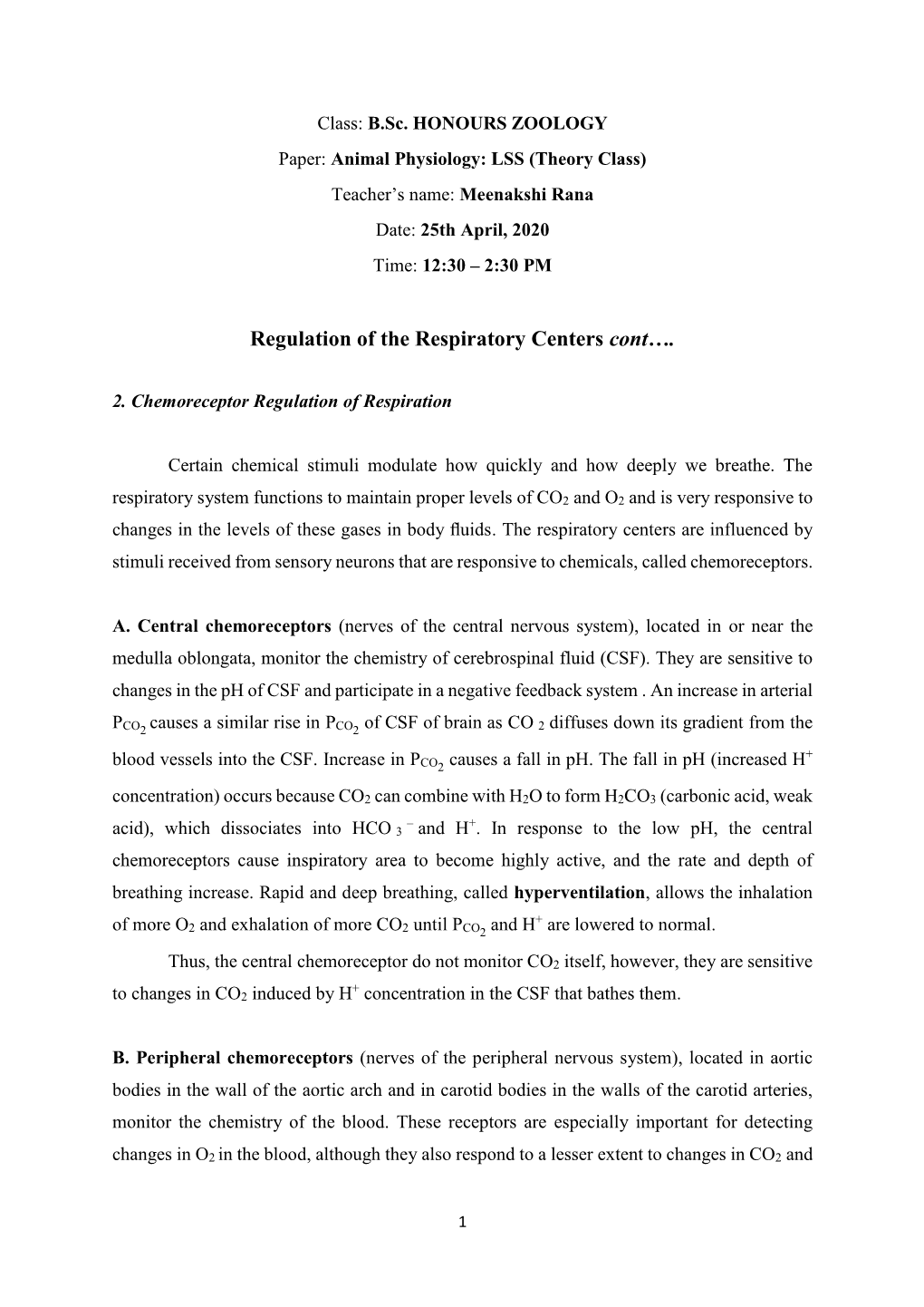 Regulation of the Respiratory Centers Cont…