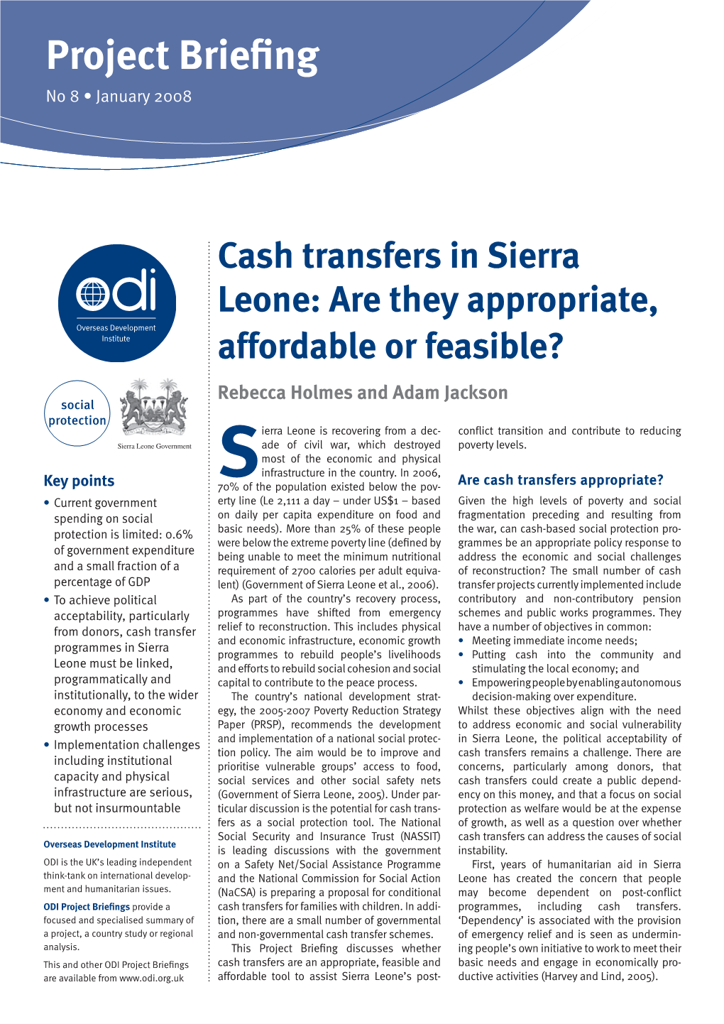 Cash Transfers in Sierra Leone