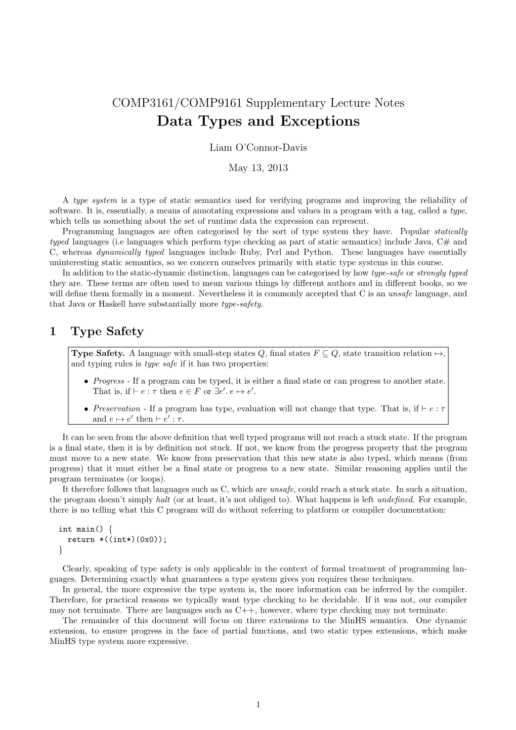 Data Types and Exceptions