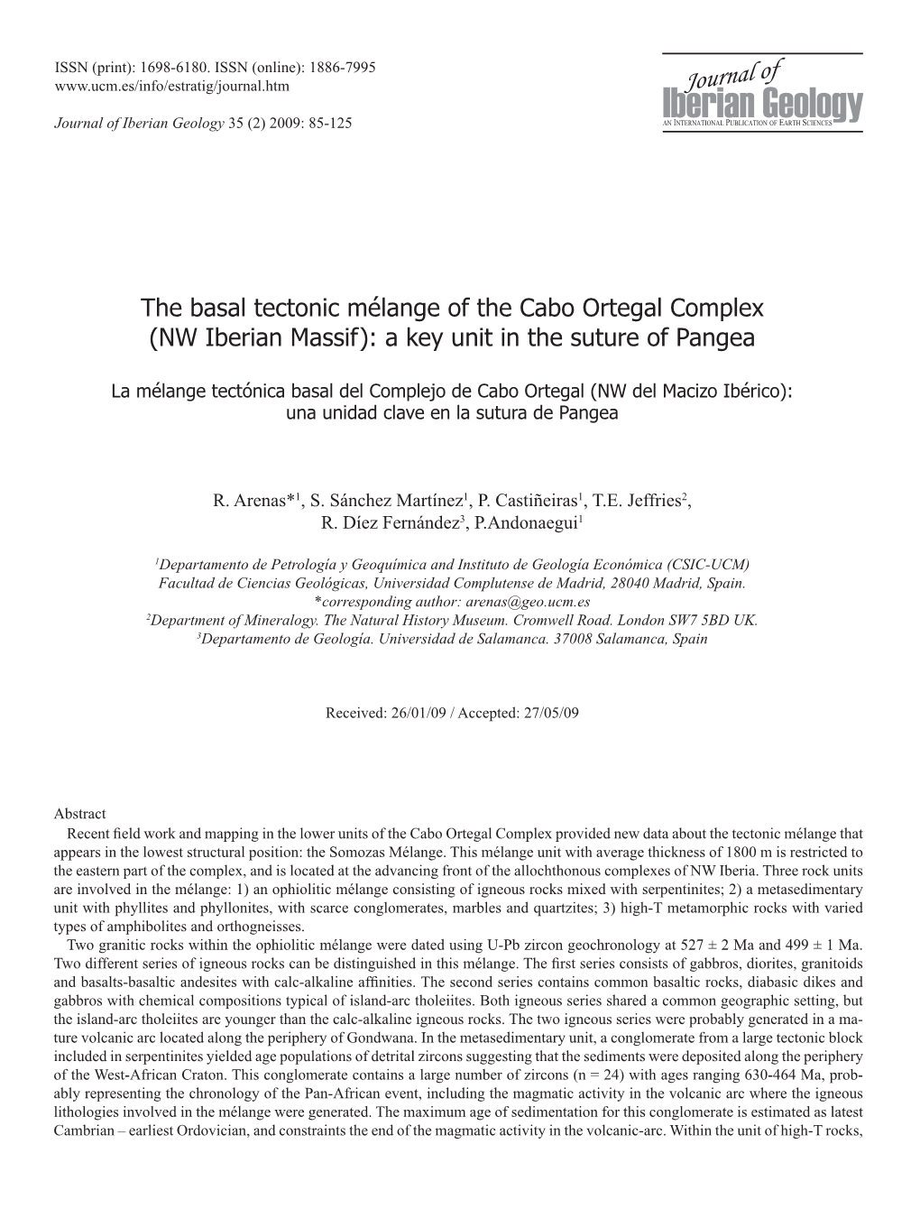 The Basal Tectonic Mélange of the Cabo Ortegal Complex (NW Iberian Massif): a Key Unit in the Suture of Pangea