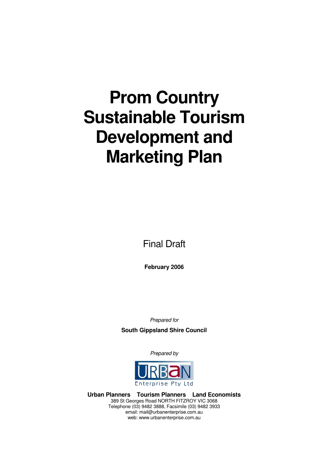 Prom Country Sustainable Tourism Development and Marketing Plan