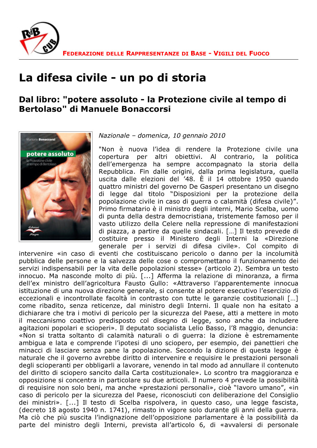 La Difesa Civile - Un Po Di Storia