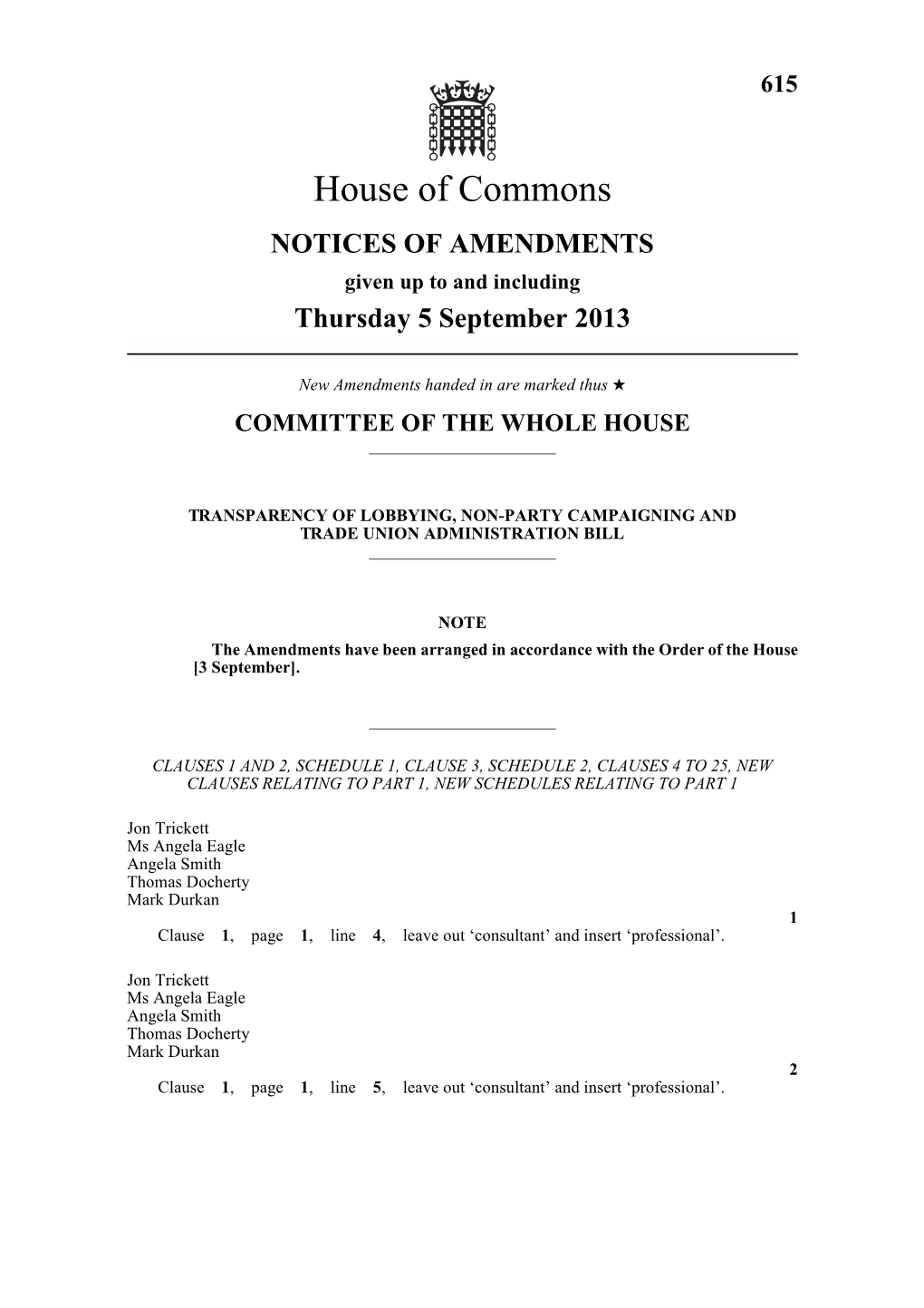 615 Notices of Amendments