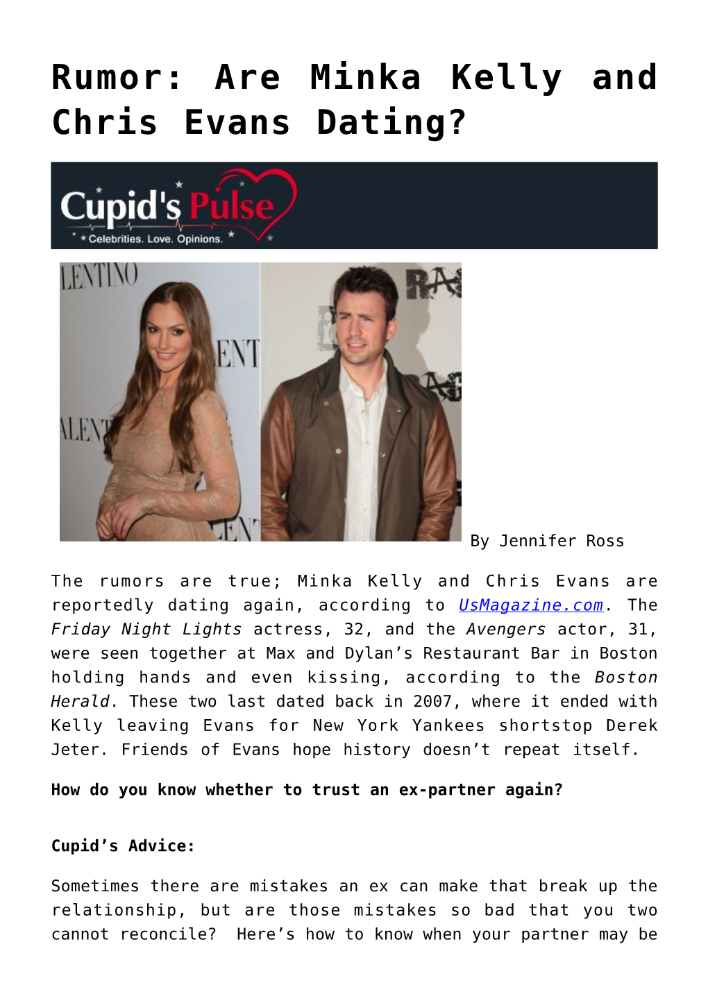 Are Minka Kelly and Chris Evans Dating?