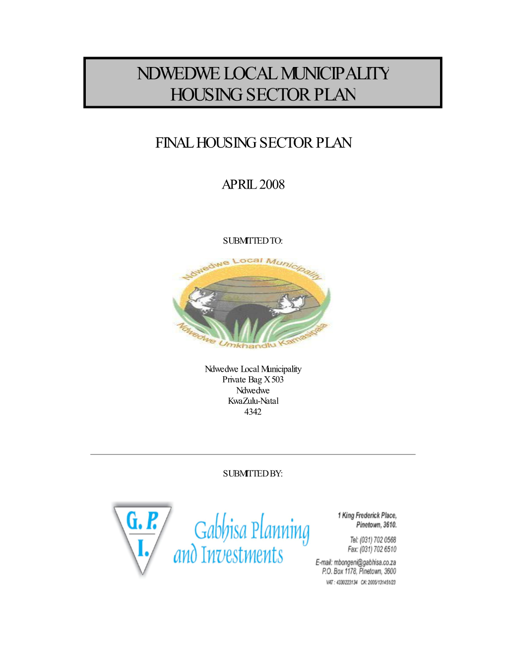 Ndwedwe Local Municipality Housing Sector Plan