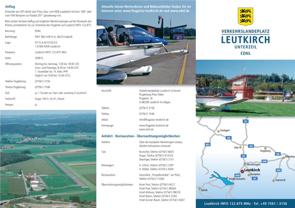 Flyer Verkehrslandeplatz Leutkirch-Unterzeil (EDNL), Juni 2007