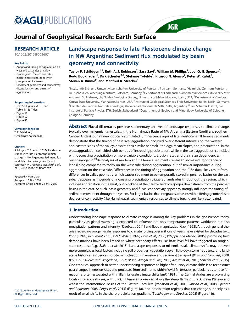 Landscape Response to Late Pleistocene Climate Change in NW