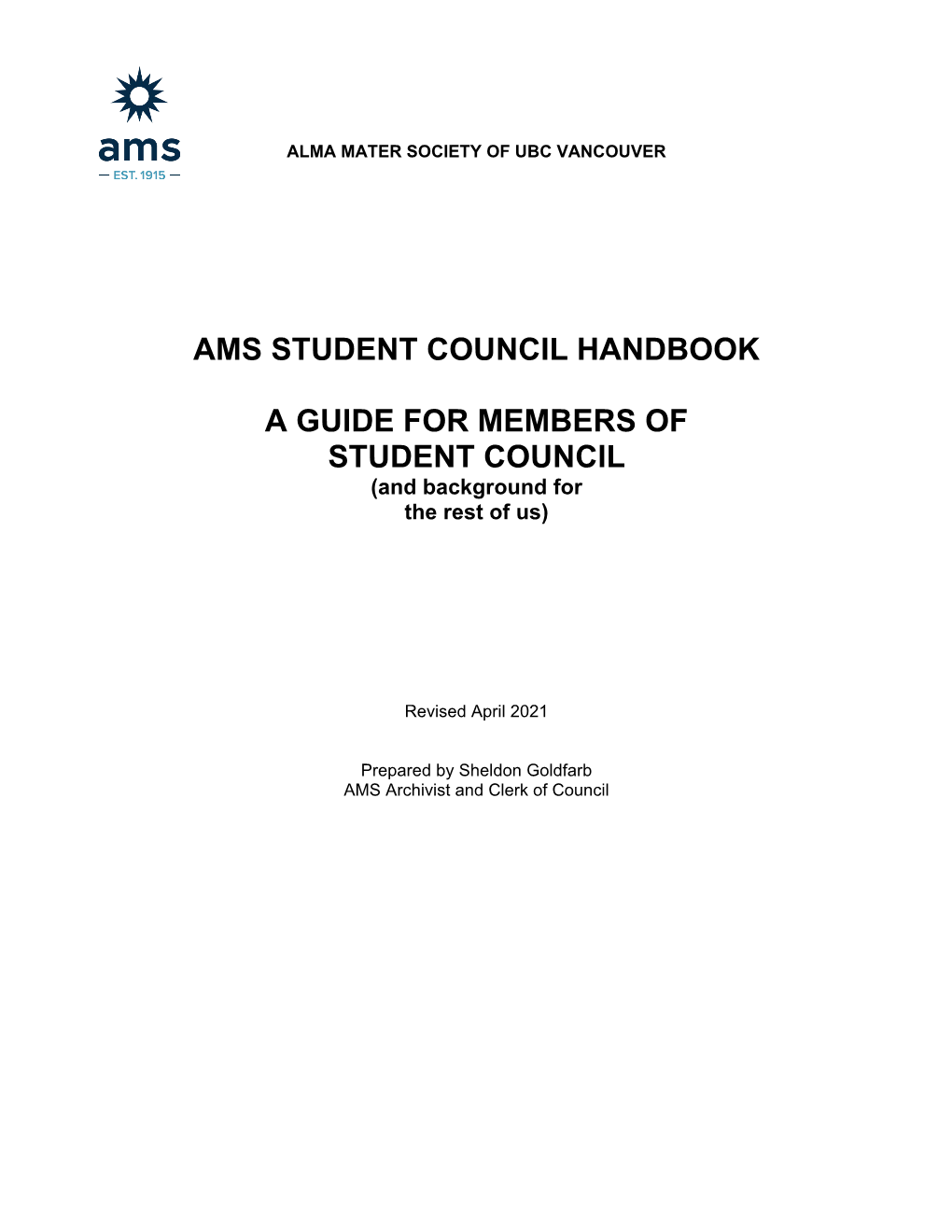 Ams Student Council Handbook