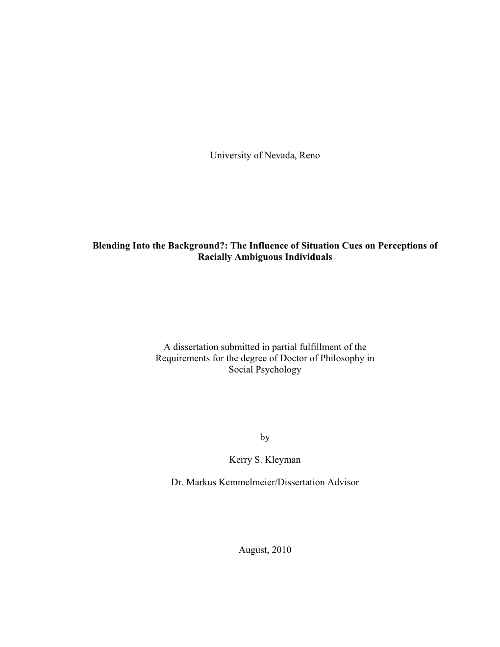 The Influence of Situation Cues on Perceptions of Racially Ambiguous Individuals