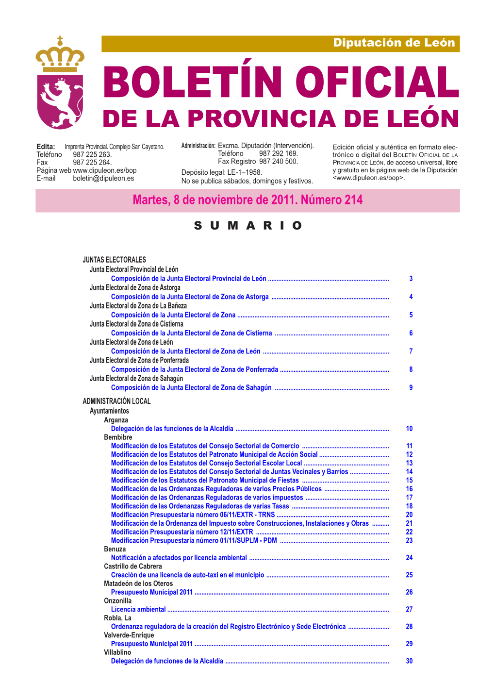 Boletín Oficial De La Provincia De León