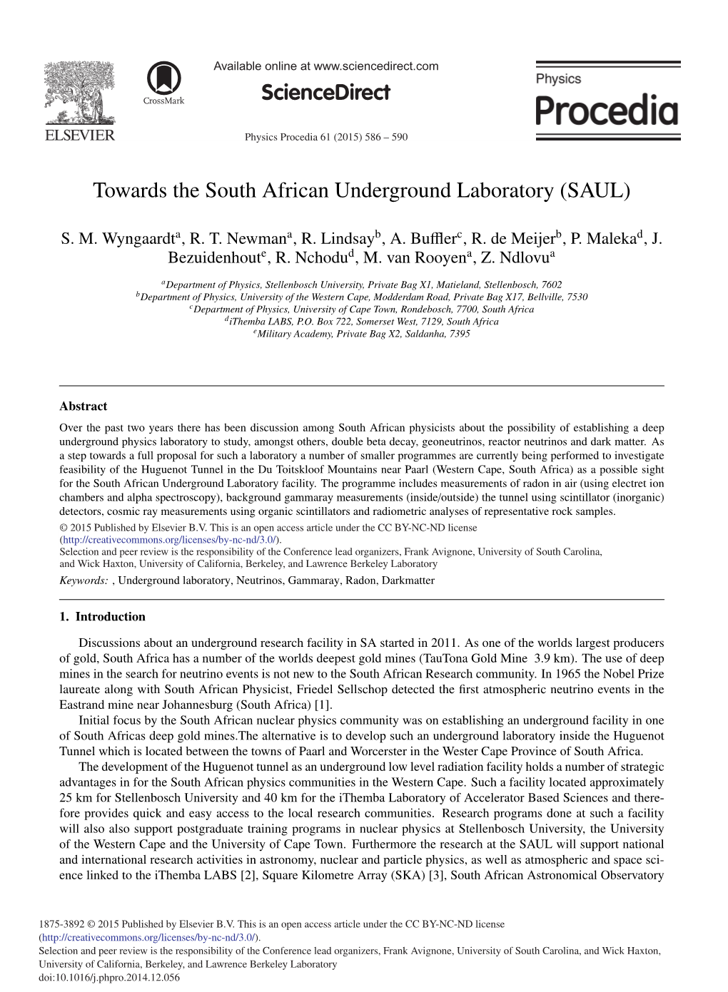 Towards the South African Underground Laboratory (SAUL)