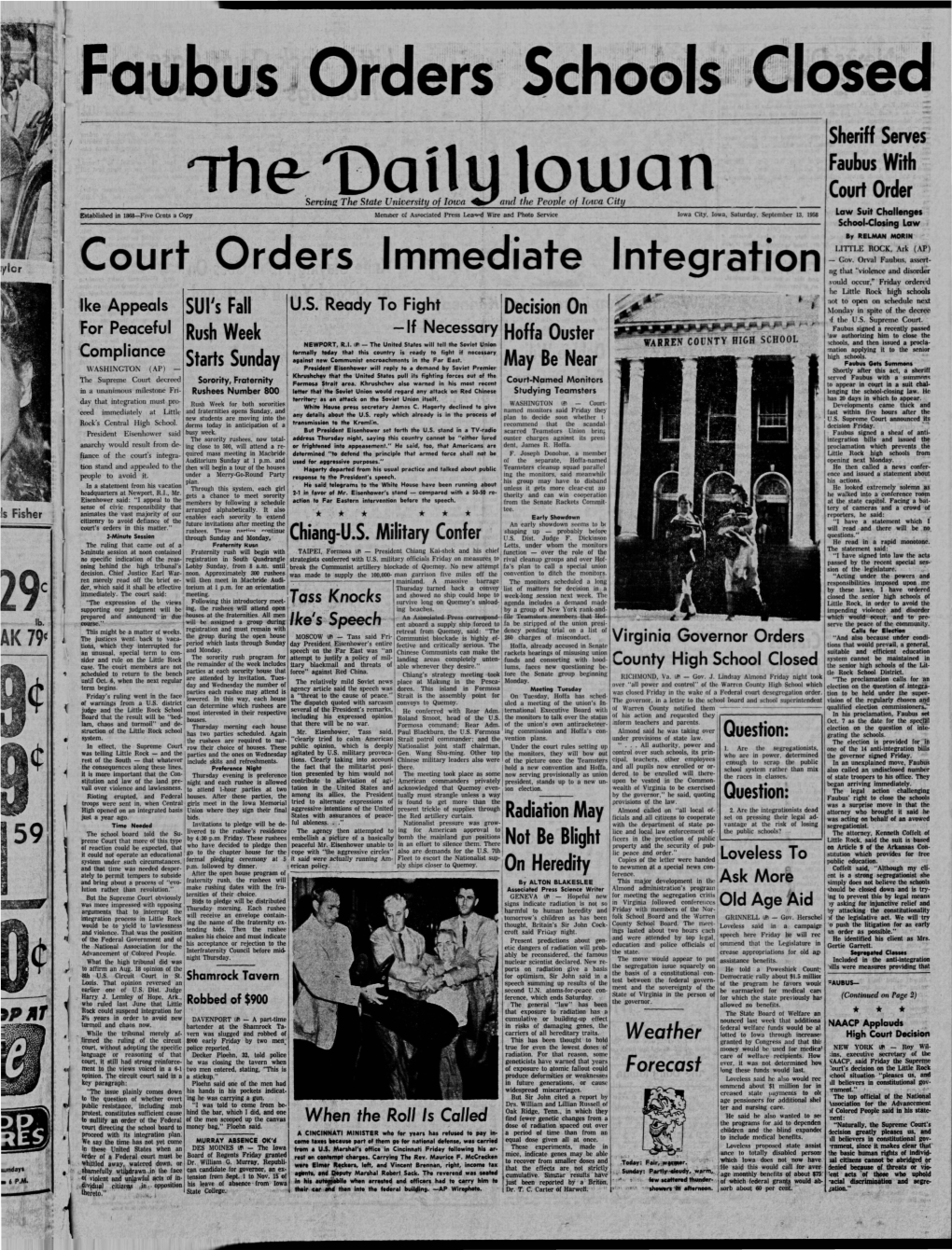 Daily Iowan (Iowa City, Iowa), 1958-09-13