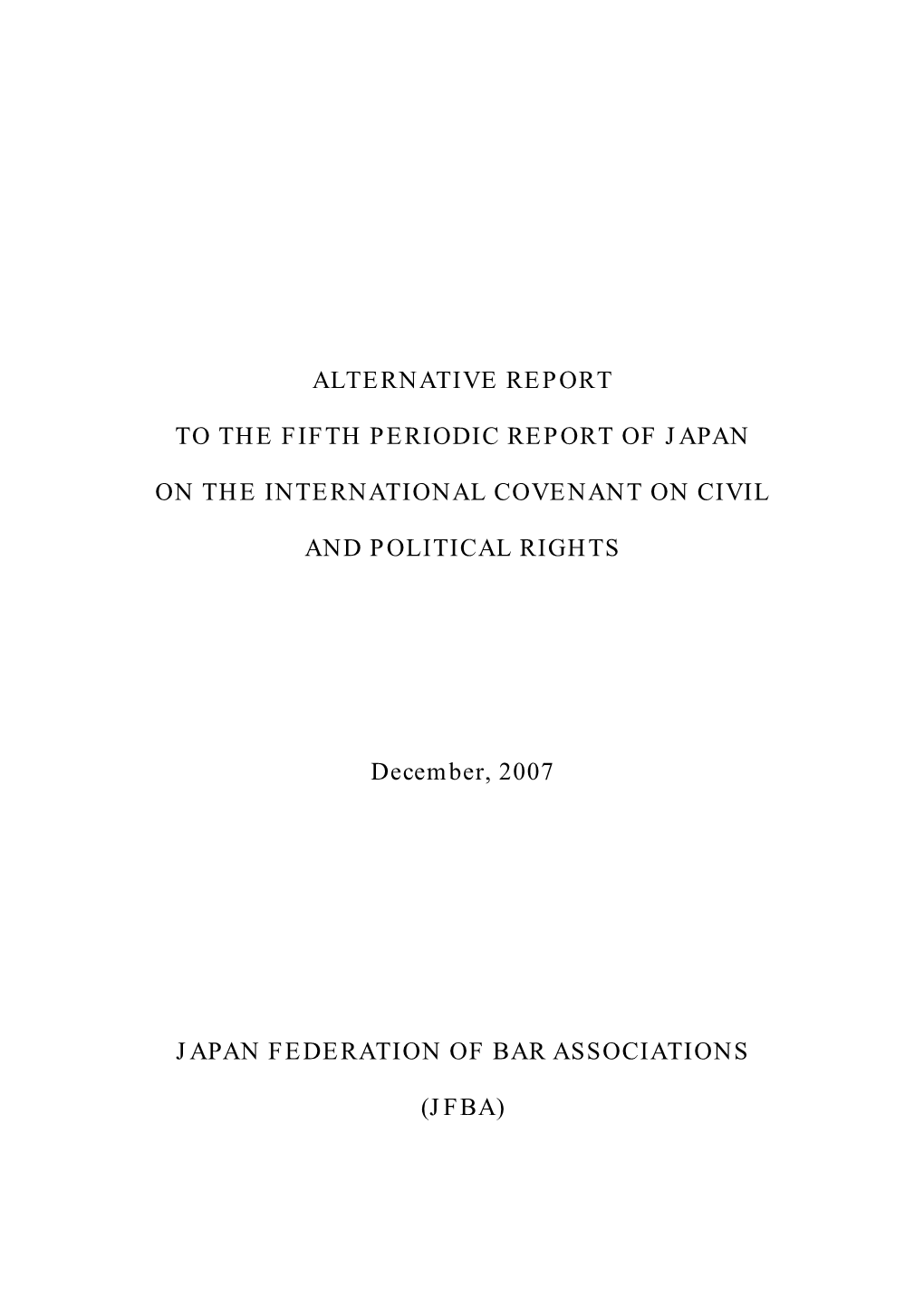 Alternative Report to the Fifth Periodic Report Of