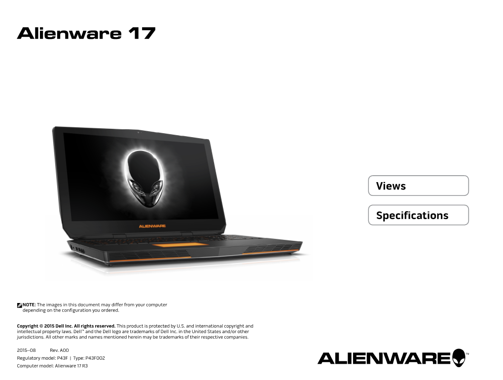 Alienware 17 R3 Specifications Views