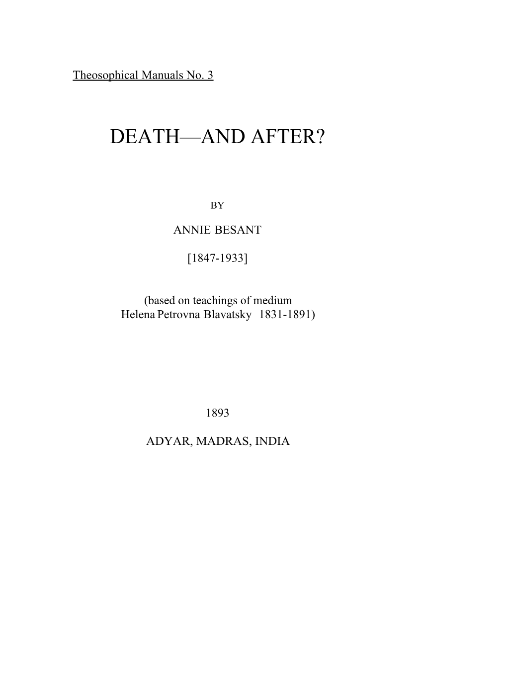 Death and After.Pdf