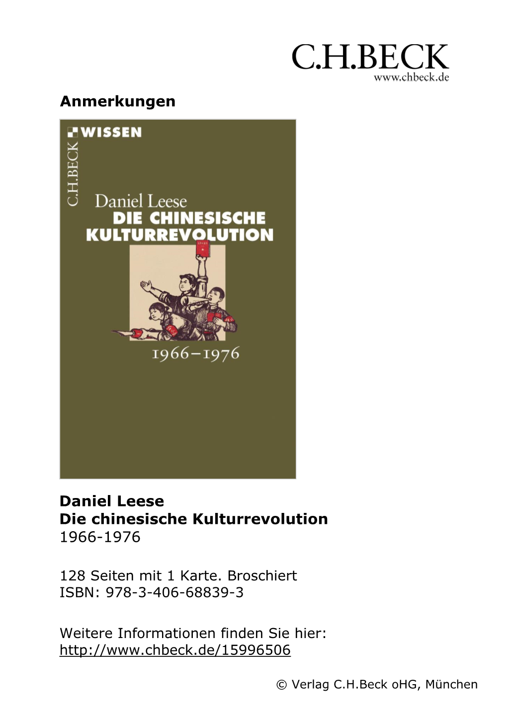 Anmerkungen Daniel Leese Die Chinesische Kulturrevolution 1966-1976