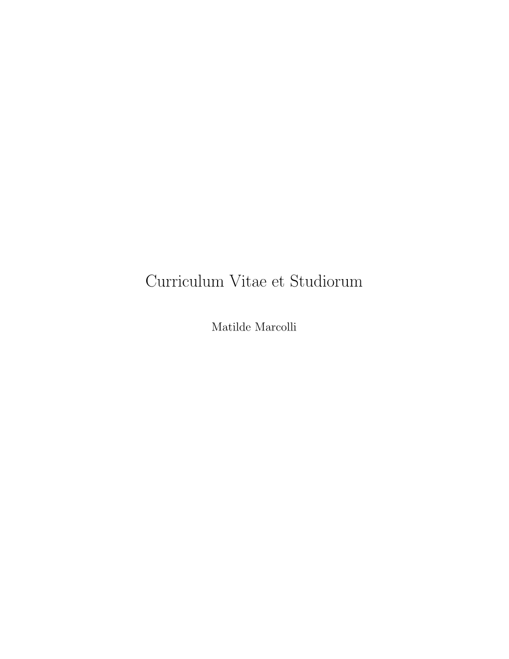 Curriculum Vitae Et Studiorum