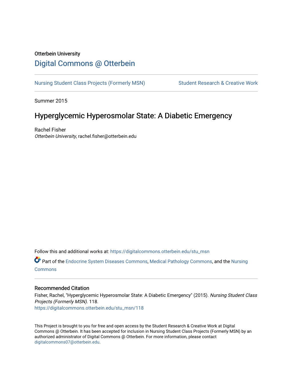 Hyperglycemic Hyperosmolar State: a Diabetic Emergency