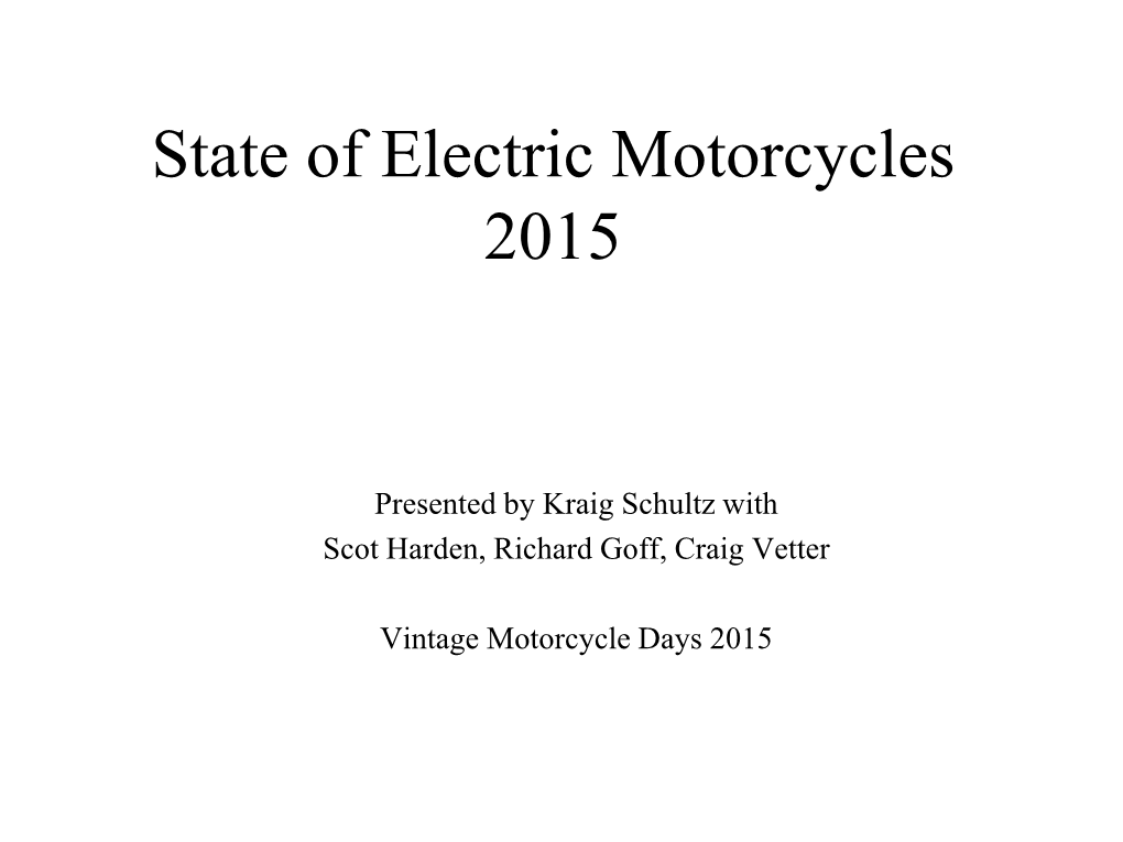 State of Electric Motorcycles 2015
