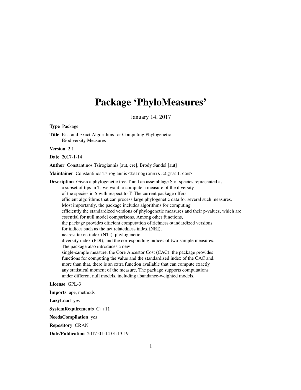 Package 'Phylomeasures'