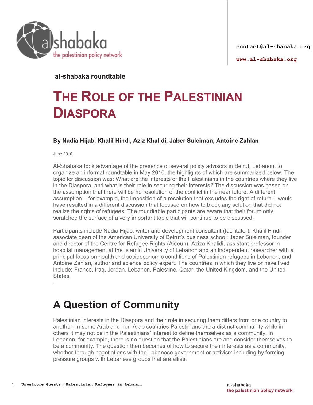 Al-Shabaka Policy Briefs May Be Reproduced with Due Attribution to Al-Shabaka, the Palestinian Policy Network
