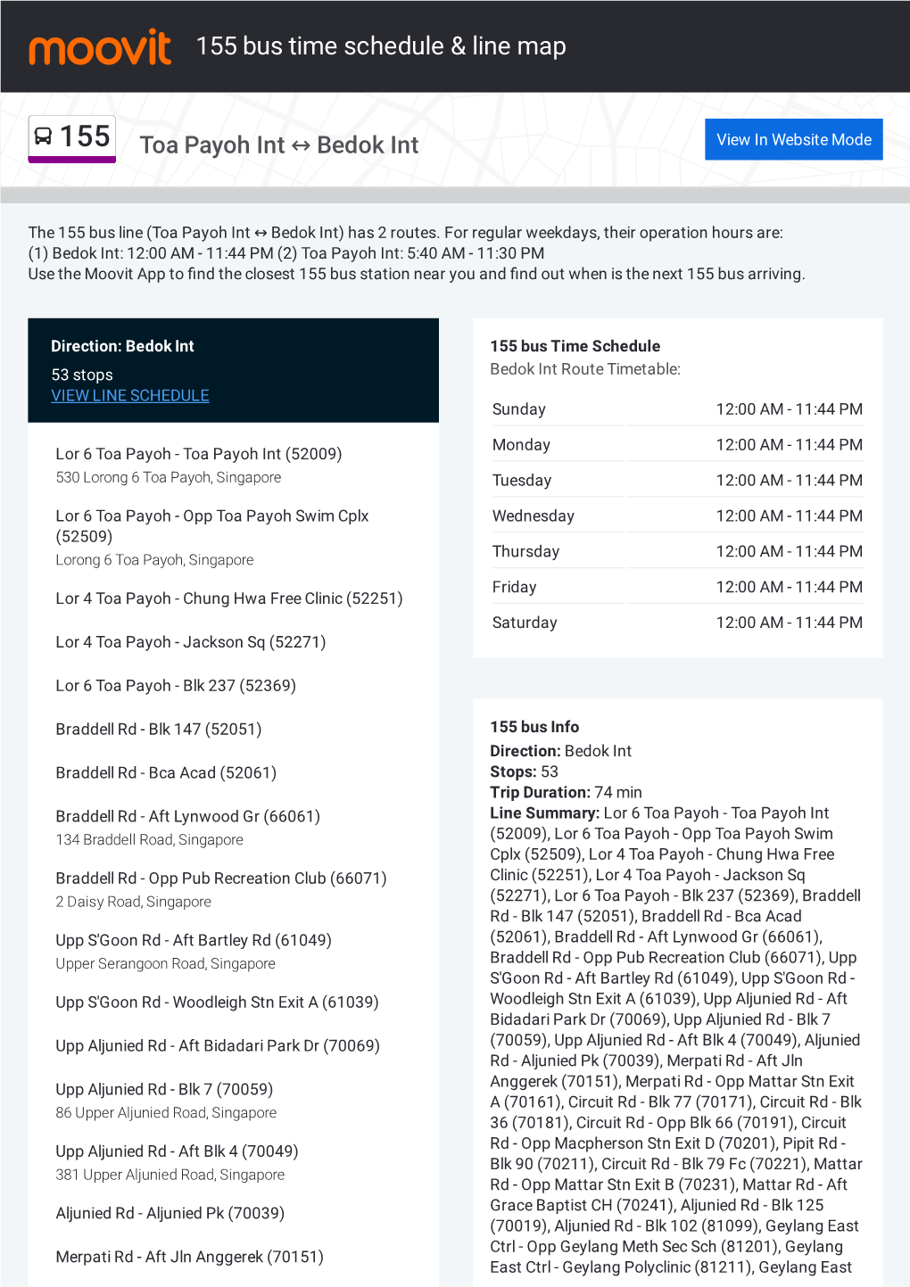 155 Bus Time Schedule & Line Route